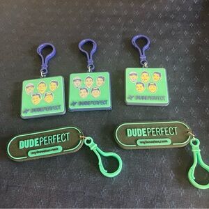 Dude Perfect MyBooster.com Keychain Bag Clip Vinyl Fundraiser Logo Lot Of 5